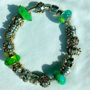 Pandora bracelet with 18 charms